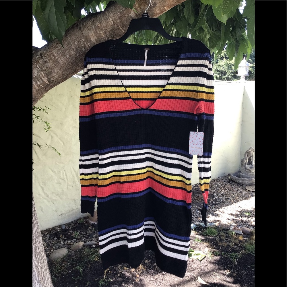 NWT Free People striped colorful lightweight sweater dress, size small